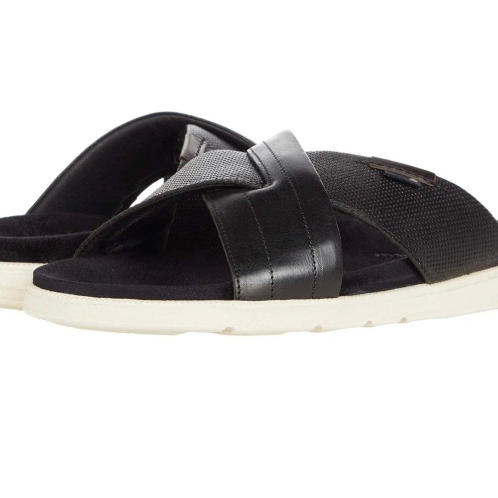 New BULLBOXER Ennis Black Leather Sandals SZ 44